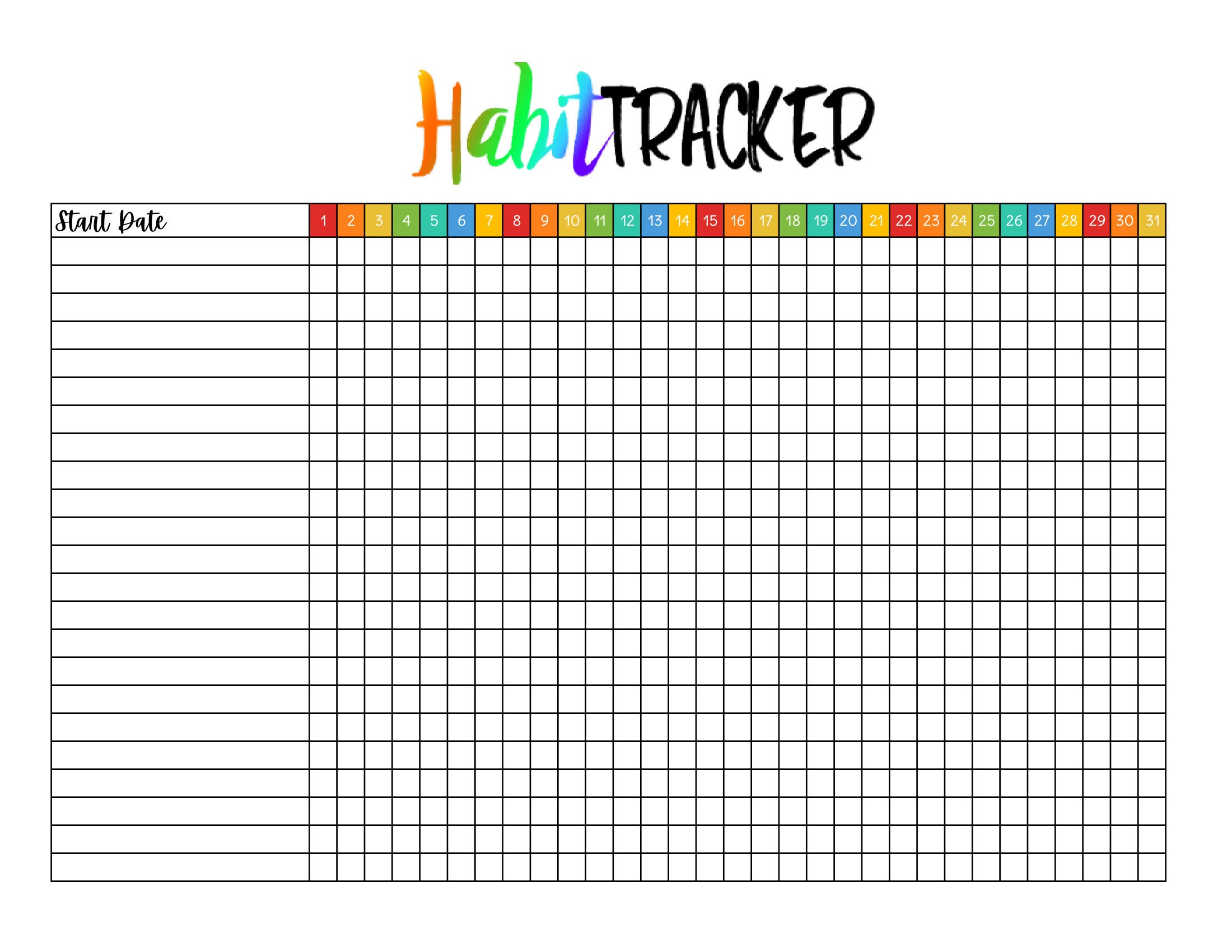 Printable Habit Tracker | Happy Planner Inserts (digital Download) - Etsy