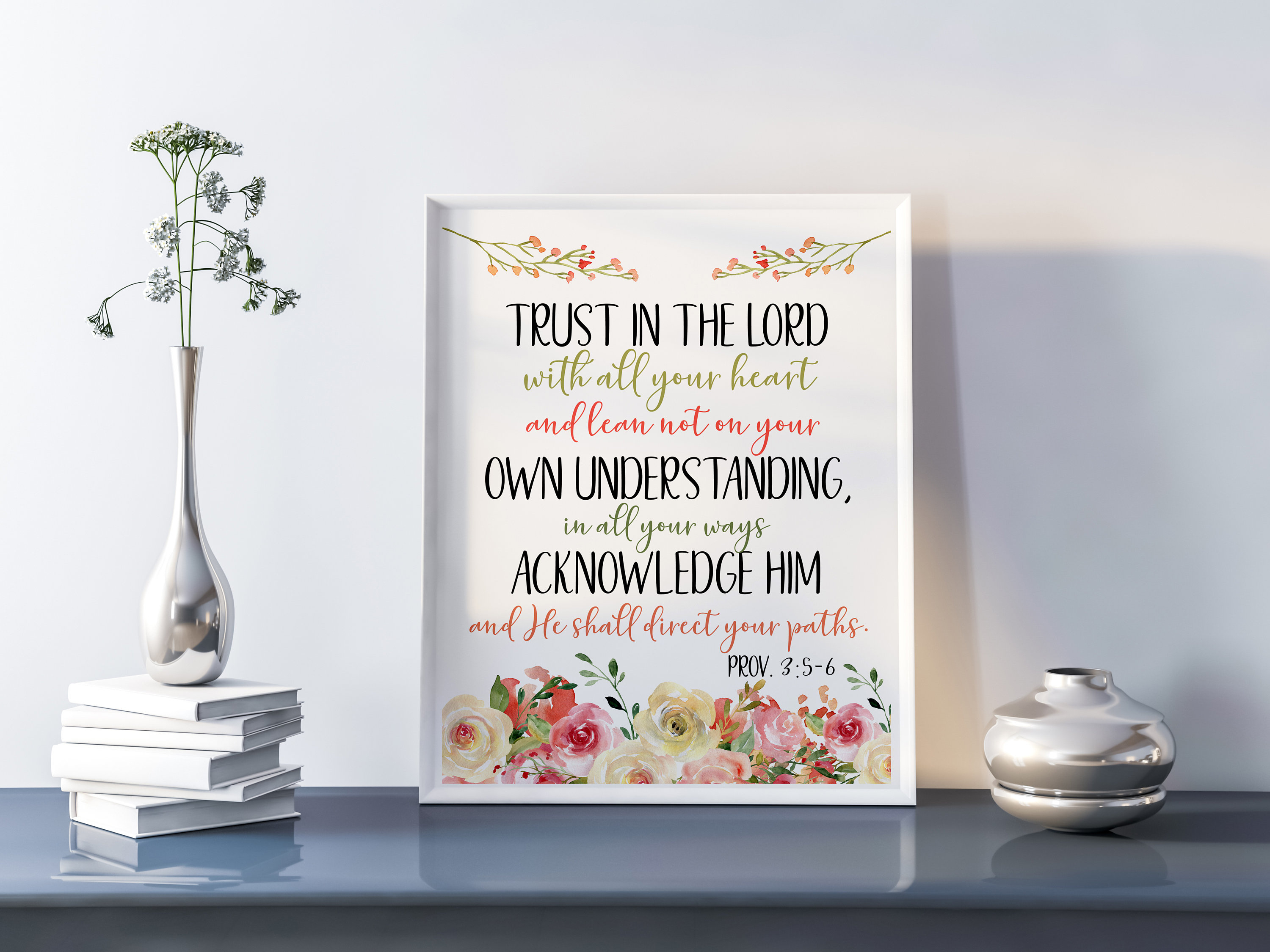 WALL ART | Printable Bible Verse | Proverbs 3:5-6 | Trust in the Lord ...