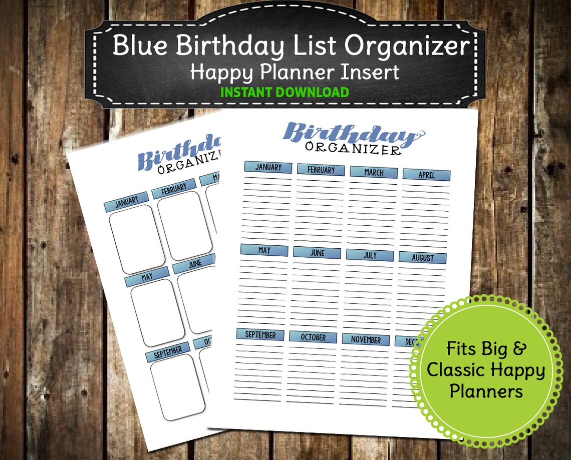 PRINTABLE Birthday List Organizer | Birthday Card Planner | Big ...