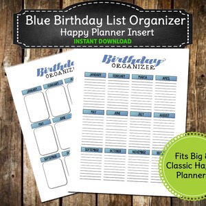 DRUCKBARER Geburtstagslisten-Organizer | Geburtstagskarten Planer | Großer & Klassischer Happy Planner Einsatz | Mambi | Planer Einsatz | SOFORTIGER DOWNLOAD