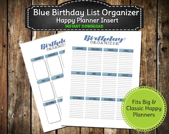 PRINTABLE Birthday List Organizer | Birthday Card Planner | Big & Classic Happy Planner Insert | Mambi | Planner Insert | INSTANT  DOWNLOAD