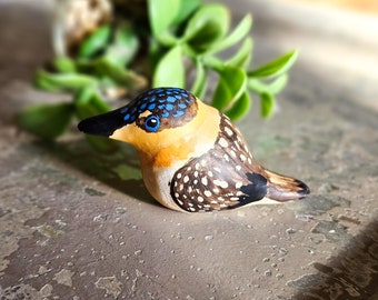 Little Bird Figurine, Kingfisher Figurine, Kingfisher Clay Bird, Small Clay Bird, bird collectable, unique handmade, Little Clay, Desk charm
