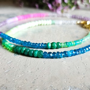 Gold Layering, Rainbow gemstone Necklace, Bohemian Rainbow Necklace, Long Rainbow, beaded  Boho, multigemstone necklace, multi stone,Vibrant