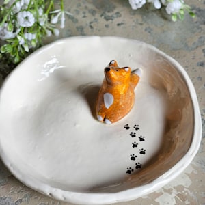 Handmade ceramic dish, Ceramic Trinket Dish, Jewelry dish, handmade clay dish, trinket fox, Fox Handmade bowl, unique jewelry, whimiscal