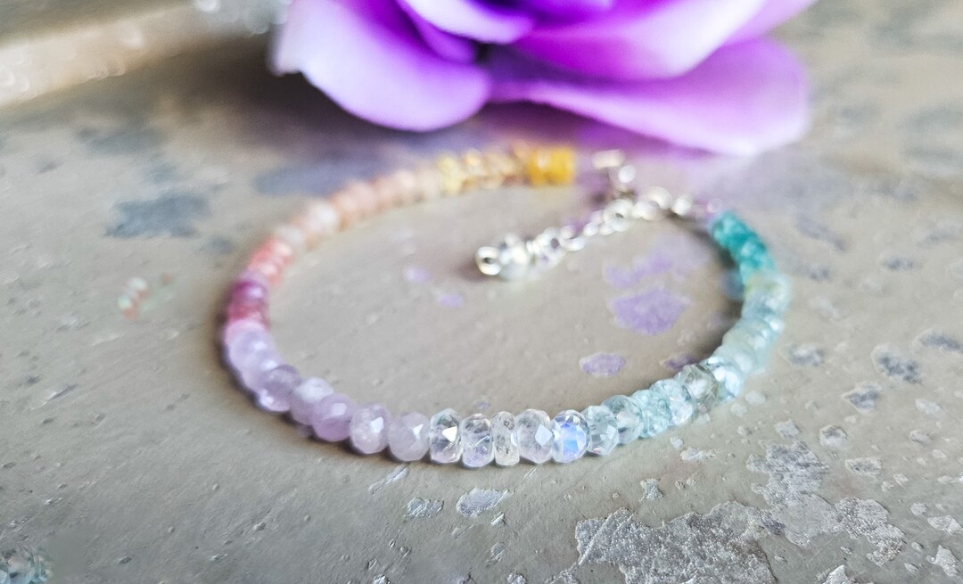Pastel Rainbow Bracelet Rainbow Beaded Chakra Bracelet Etsy