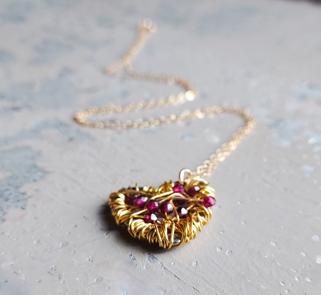 Garnet Wire Wrapped Layering Necklace