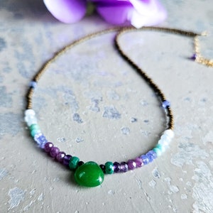 Layering Necklace, Rainbow gemstone Necklace, Everyday Gemstone, Rainbow Choker, pastel beaded, multigemstone necklace, multi stone stone,