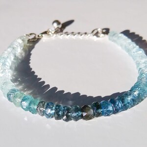 Aquamarine Ombre Bracelet, March Birthstone Bracelet, Stackable Beaded ...
