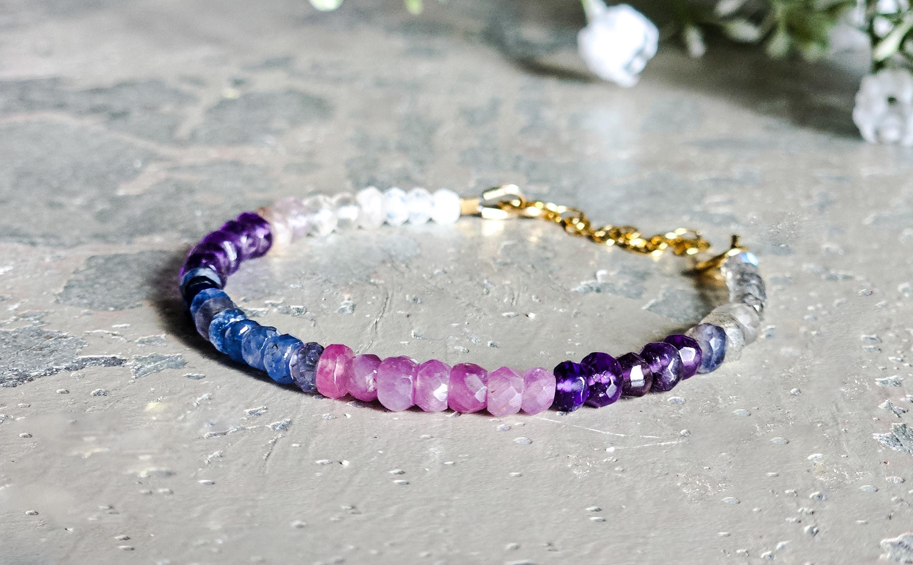 レインボーブレスレット、シルバーレインボー、チャクラブレスレット