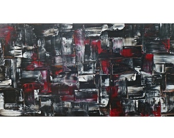 Large painting, Abstract canvas art, black and white painting