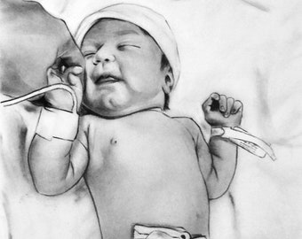 loss of baby photo sketch, remembrance gifts loss of child, miscarriage drawing, infant loss painting, custom portrait