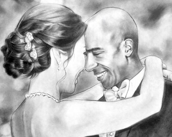 1st Anniversary paper gift, traditional Wedding Gift for Wife, Personalised first Anniversary gift, Custom Drawing