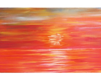 Sunset art Large acrylic painting Modern Art Vivid colors Orange Sunset painting large Canvas Art wall art Sunset painting abstract art