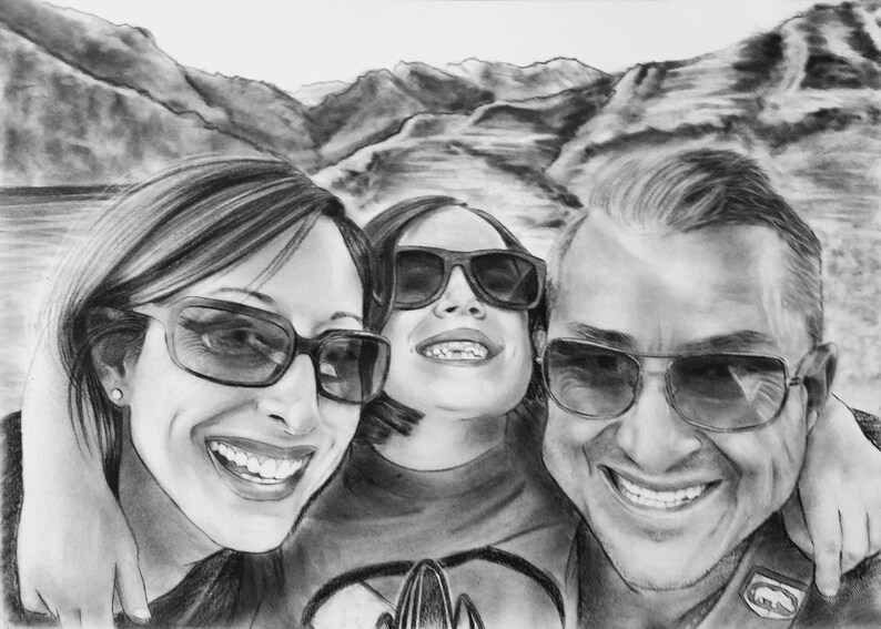 Charcoal Portrait drawing Personalized Birthday gift Custom Portrait From photo Custom sketch Portrait drawing Art from picture Wedding gift image 10