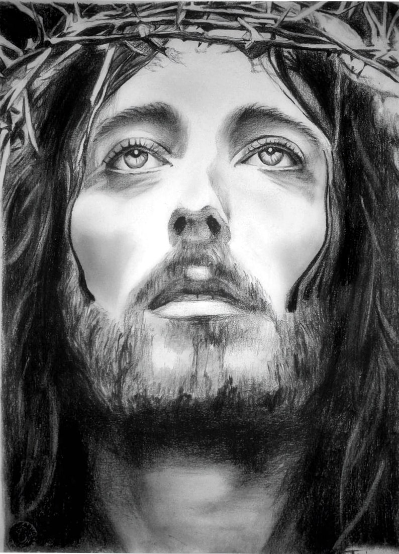 Jesus of Nazareth Drawing Custom Jesus Christ Charcoal - Etsy