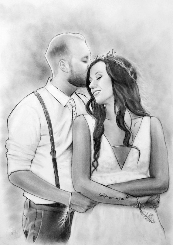 30th Birthday Gift / Cute Couples Drawing / Birthday Gift for 