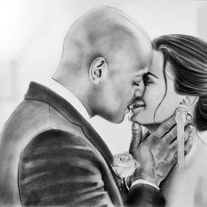 Charcoal Portrait drawing Personalized Birthday gift Custom Portrait From photo Custom sketch Portrait drawing Art from picture Wedding gift image 8