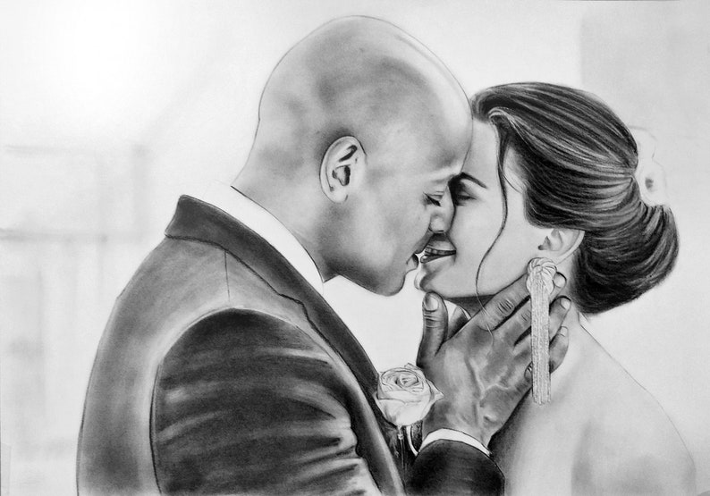 Charcoal Portrait drawing Personalized Birthday gift Custom Portrait From photo Custom sketch Portrait drawing Art from picture Wedding gift image 8