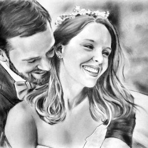 Charcoal Portrait drawing Personalized Birthday gift Custom Portrait From photo Custom sketch Portrait drawing Art from picture Wedding gift image 3