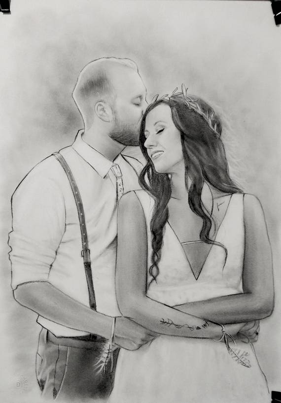 custom pencil drawing from picture paper gift for couples ...
