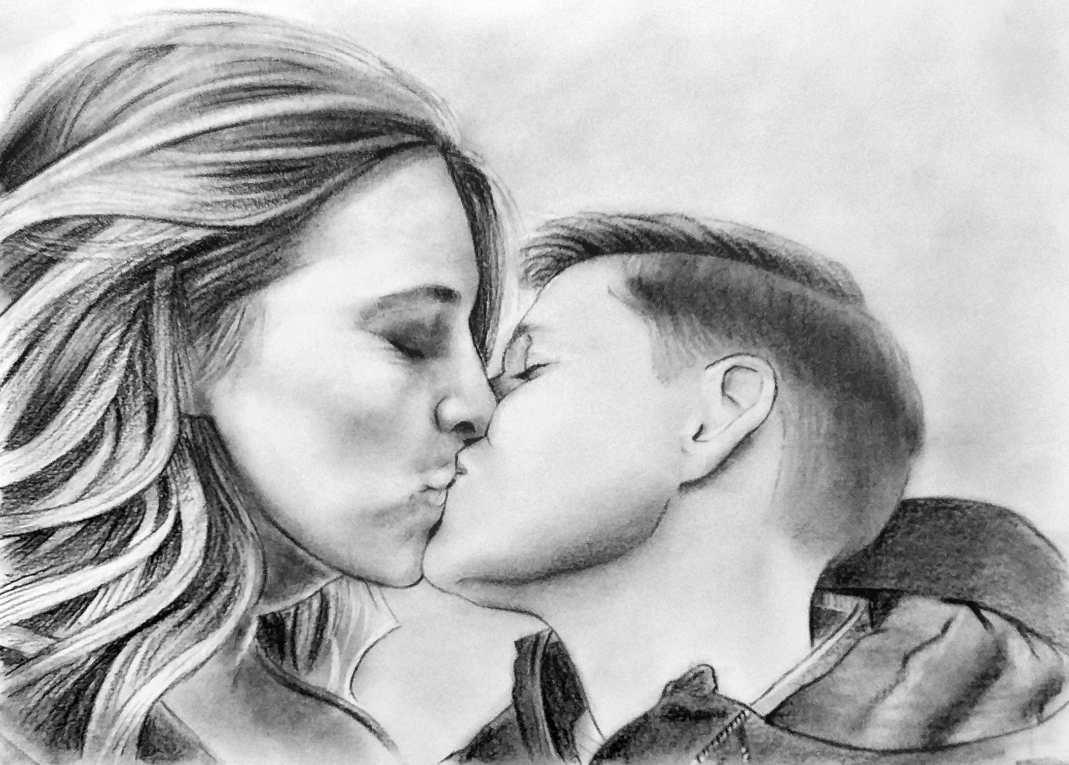 Lesbian Girlfriend Romantic Gift Custom Drawing Couple 