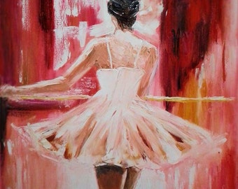 Ballerina oil painting, Prima ballerina art, original ballet dancer, Canvas art
