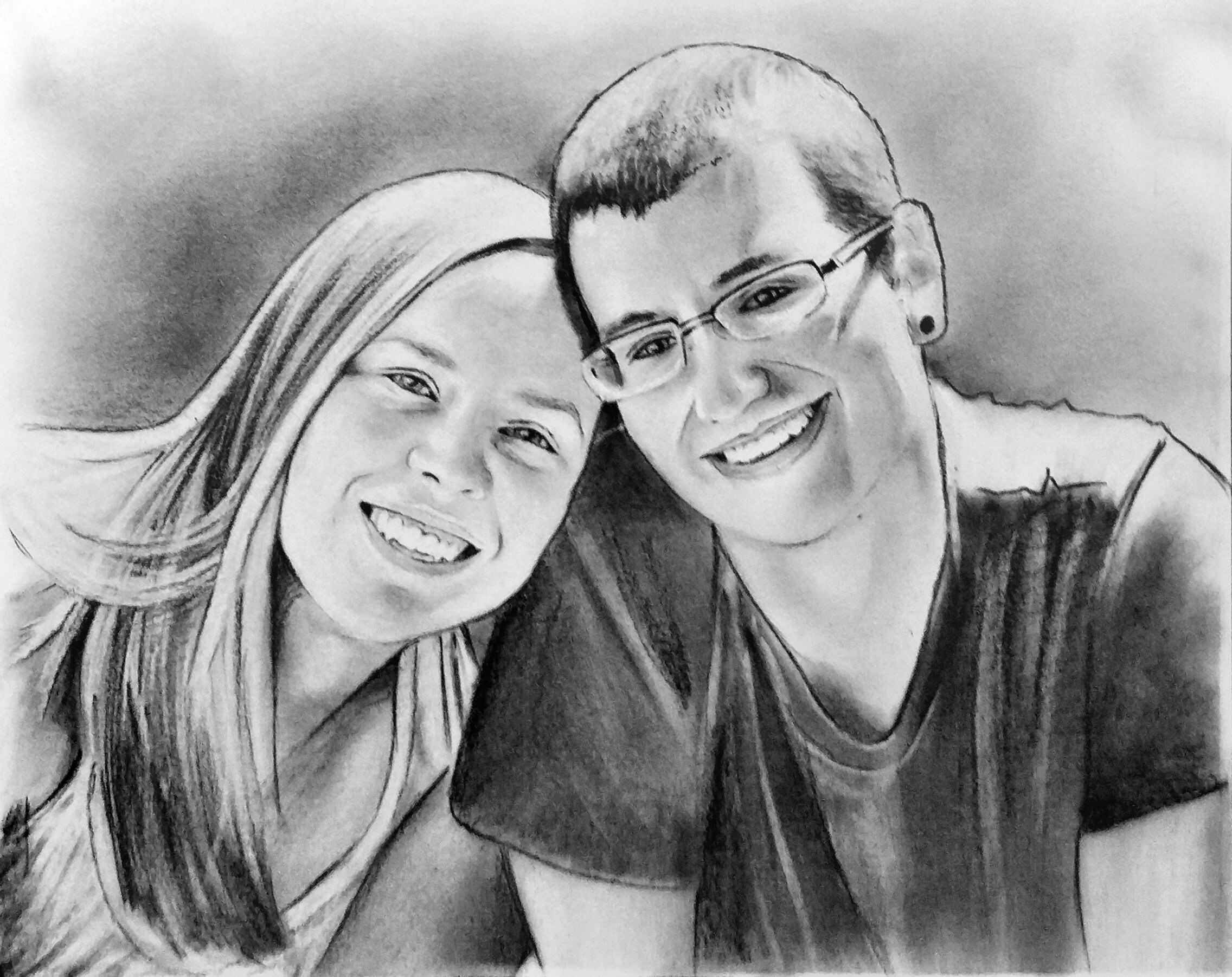 Lesbian Girlfriend Romantic Gift Custom Drawing Couple 