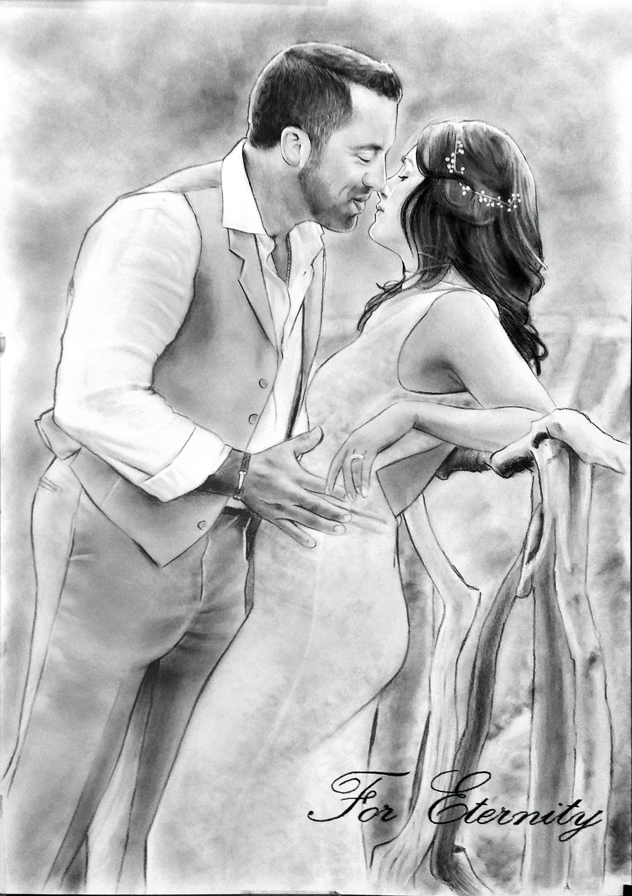 Best Wedding Gifts for Couple Romantic Art Pencil Drawing 