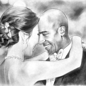 Charcoal Portrait drawing Personalized Birthday gift Custom Portrait From photo Custom sketch Portrait drawing Art from picture Wedding gift image 9