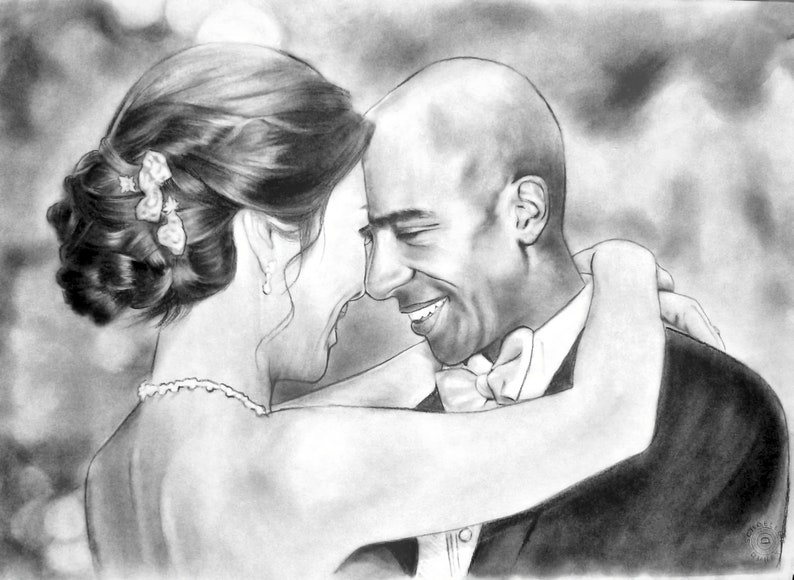 Charcoal Portrait drawing Personalized Birthday gift Custom Portrait From photo Custom sketch Portrait drawing Art from picture Wedding gift image 9