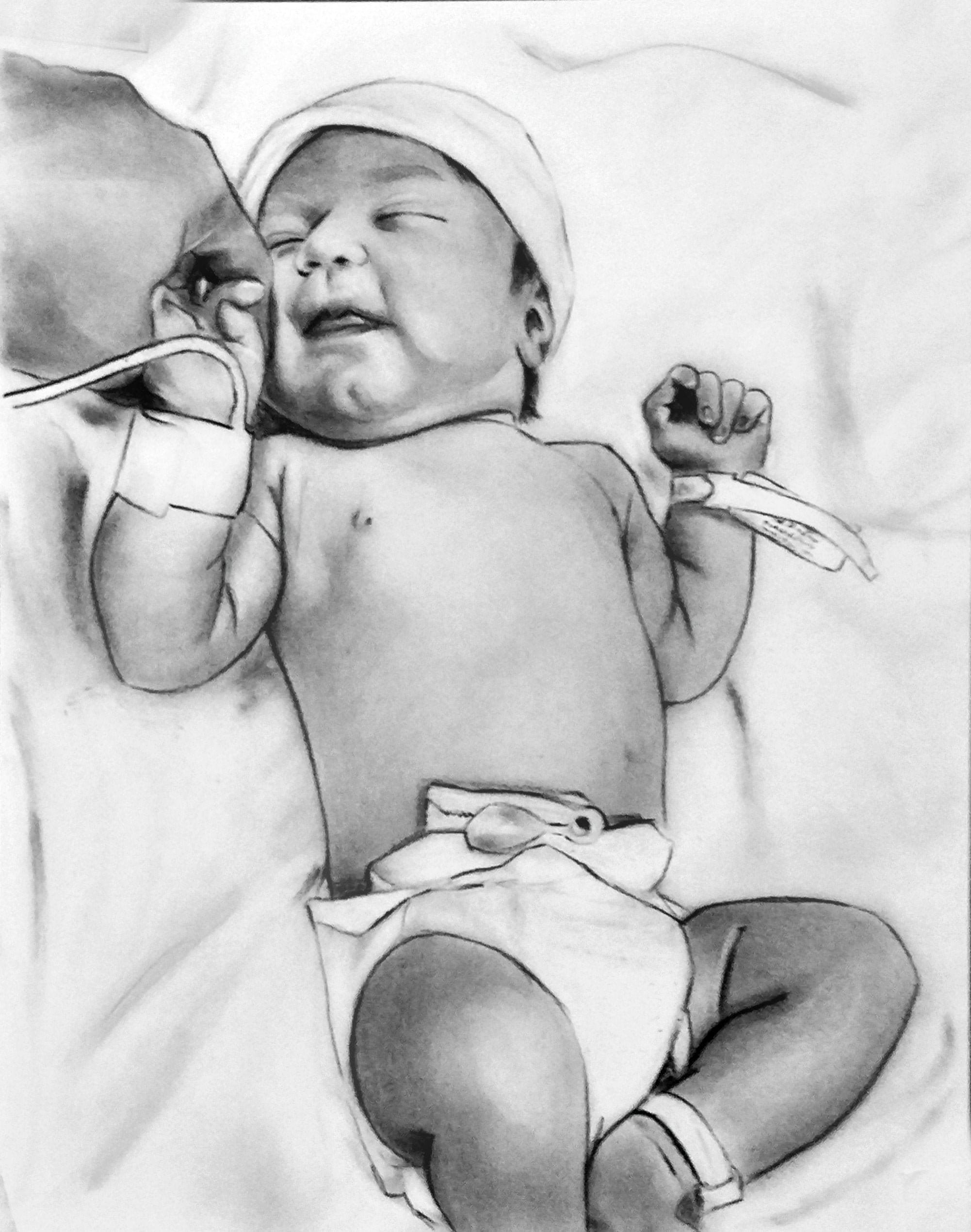 Cute little baby boy in white bodysuit. Newborn baby. Stock Vector by  ©Natoushe 310868728