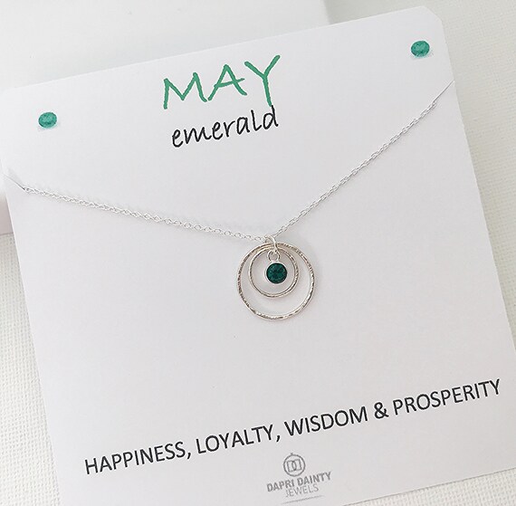 May Birthstone Necklace Emerald 