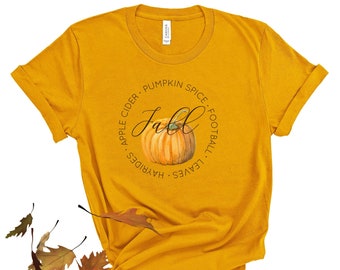 Fall Pumpkin Shirt for Women, Autumn Colors Woman's Graphic Tee, Football Tshirt, Festive Thanksgiving T, Vintage Inspired, Pumpkin Spice