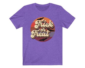Trick or Treat Vintage Vibe Halloween Shirt, Retro Halloween Party T-Shirt, Women's Halloween Shirt, Men's Halloween Tee, Girls Night Out