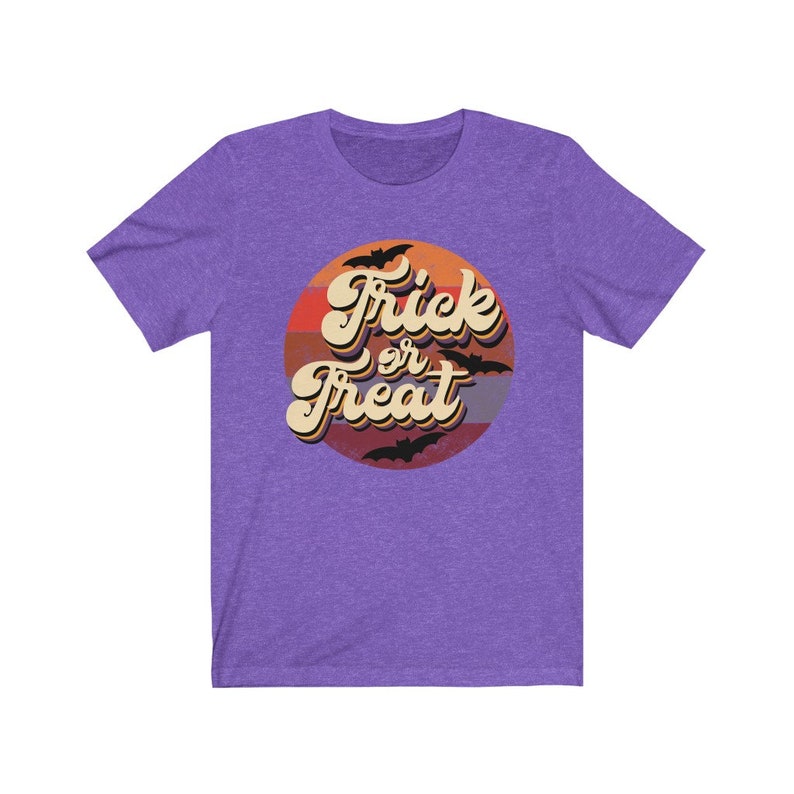 Trick or Treat Vintage Vibe Halloween Shirt, Retro Halloween Party T-Shirt, Women's Halloween Shirt, Men's Halloween Tee, Girls Night Out image 1