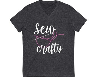 Sew Crafty Shirt, Sew Crafty V-Neck Tee, Women's T-Shirt,