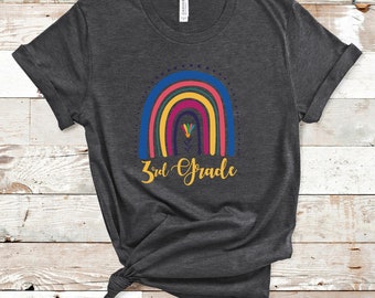 3rd Grade Teacher Shirt,  Rainbow Shirt, Third Grade Tee, Teaching Shirt, Teaching Tee, Teacher Shirt, Casual Teacher Tee, Cute Teacher Tee