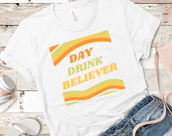 Day Drink Believer Shirt | Hippie Shirt | Retro 70s Shirt | Retro Drinking Shirt | River Shirt | Retro Graphic Tee | 1970s Clothing | Groovy