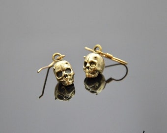 Earrings Horned Skulls Bronze