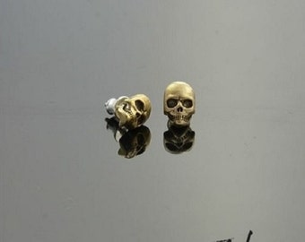 Earrings Skull Small Bronze