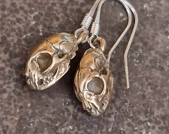 Earrings Cat Skulls Bronze