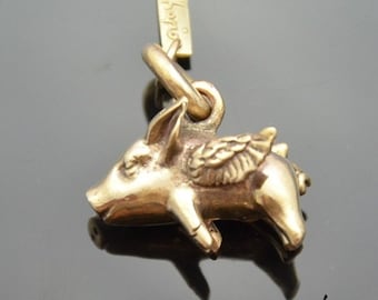 Pendant Flying Pig Bronze