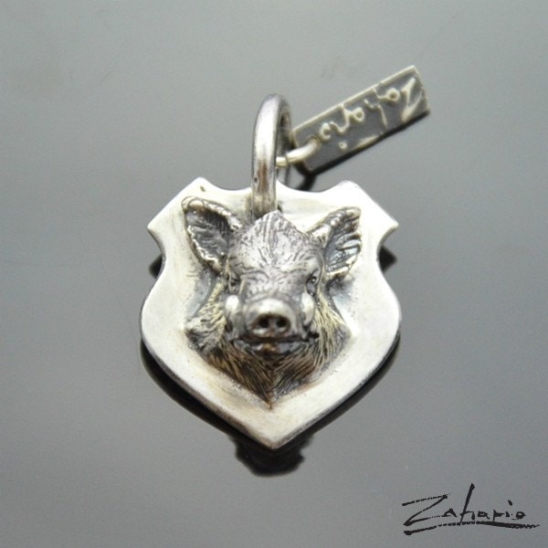 Wildschwein Anhänger Aus 925 Sterling Silber - Handgefertigte Halskette 50,8 Cm