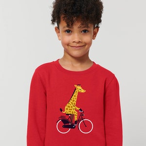 BIKING GIRAFFE Longsleeve Sweatshirt Kids Mädchen und Jungs Giraffe