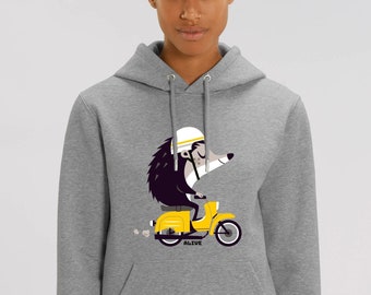 Hoody Frauen Igel Vespa T-Shirt Hedgehog