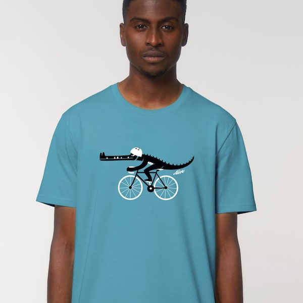 T-Shirt Männer Fahrrad Krokodil