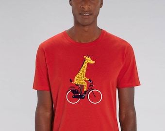 T-Shirt Männer Jungs Giraffe BIKING GIRAFFE T-Shirt