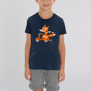 T-Shirt Kinder Fuchs FOXY SCOOTER girls boys, tee, vespa, cute tee, kids shirts image 1