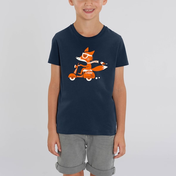 T-Shirt Kinder Fuchs FOXY SCOOTER  girls boys, tee, vespa, cute tee, kids shirts