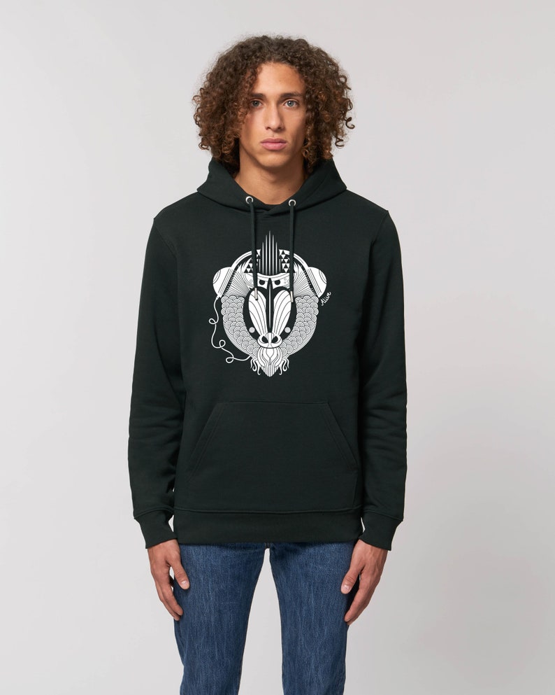 BILL MANDRILL Hoody Boys Black Sweatshirt Hoody Hoodie Pullover Affe Madrilll Monkey Ape Hoody image 1